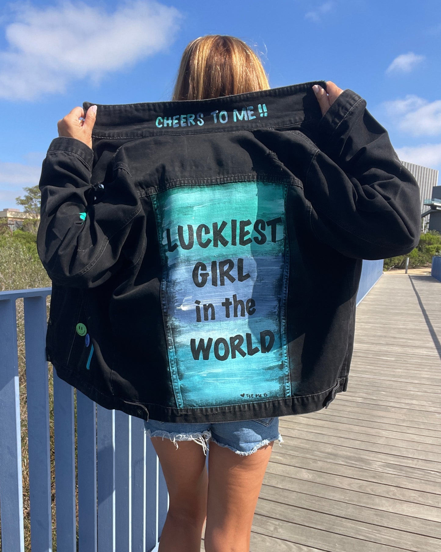 LUCKIEST GIRL ♥ Cheers to me! - Hand painted jacket