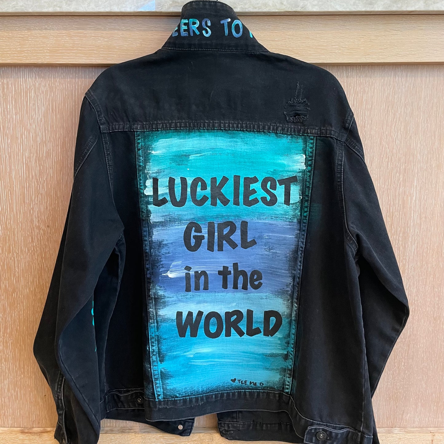 LUCKIEST GIRL ♥ Cheers to me! - Hand painted jacket