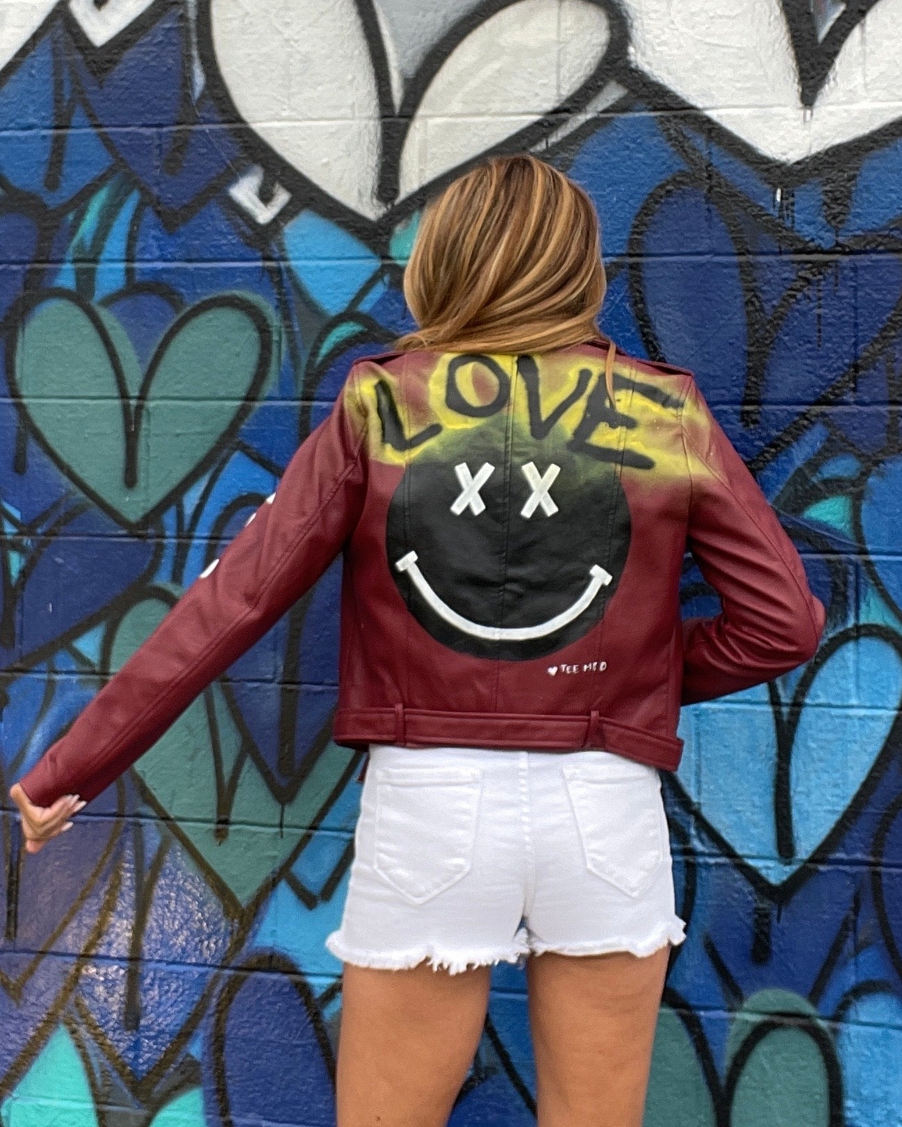 LOVE ME - Hand painted moto jacket