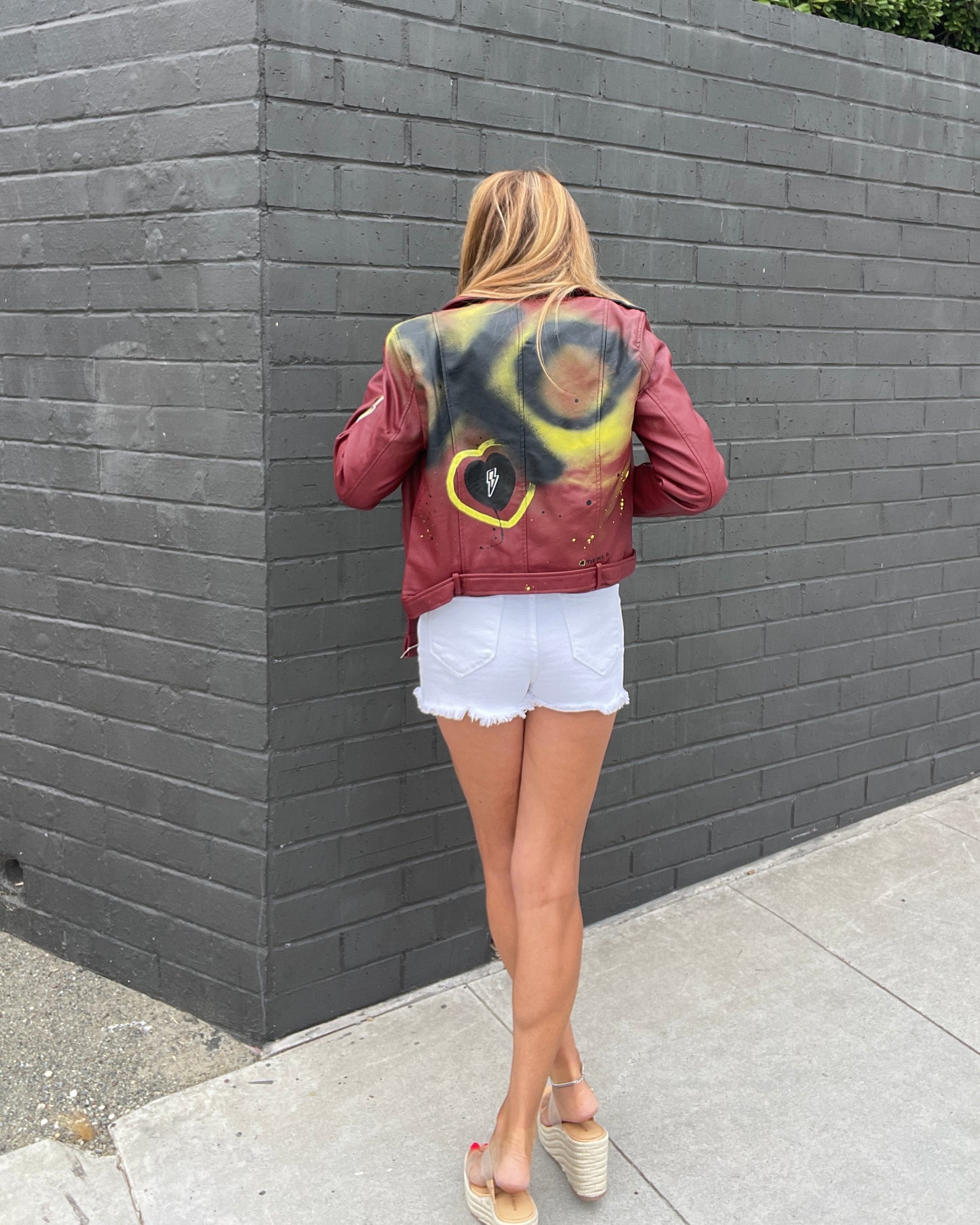 LIGHT ME UP XO - Hand painted moto jacket