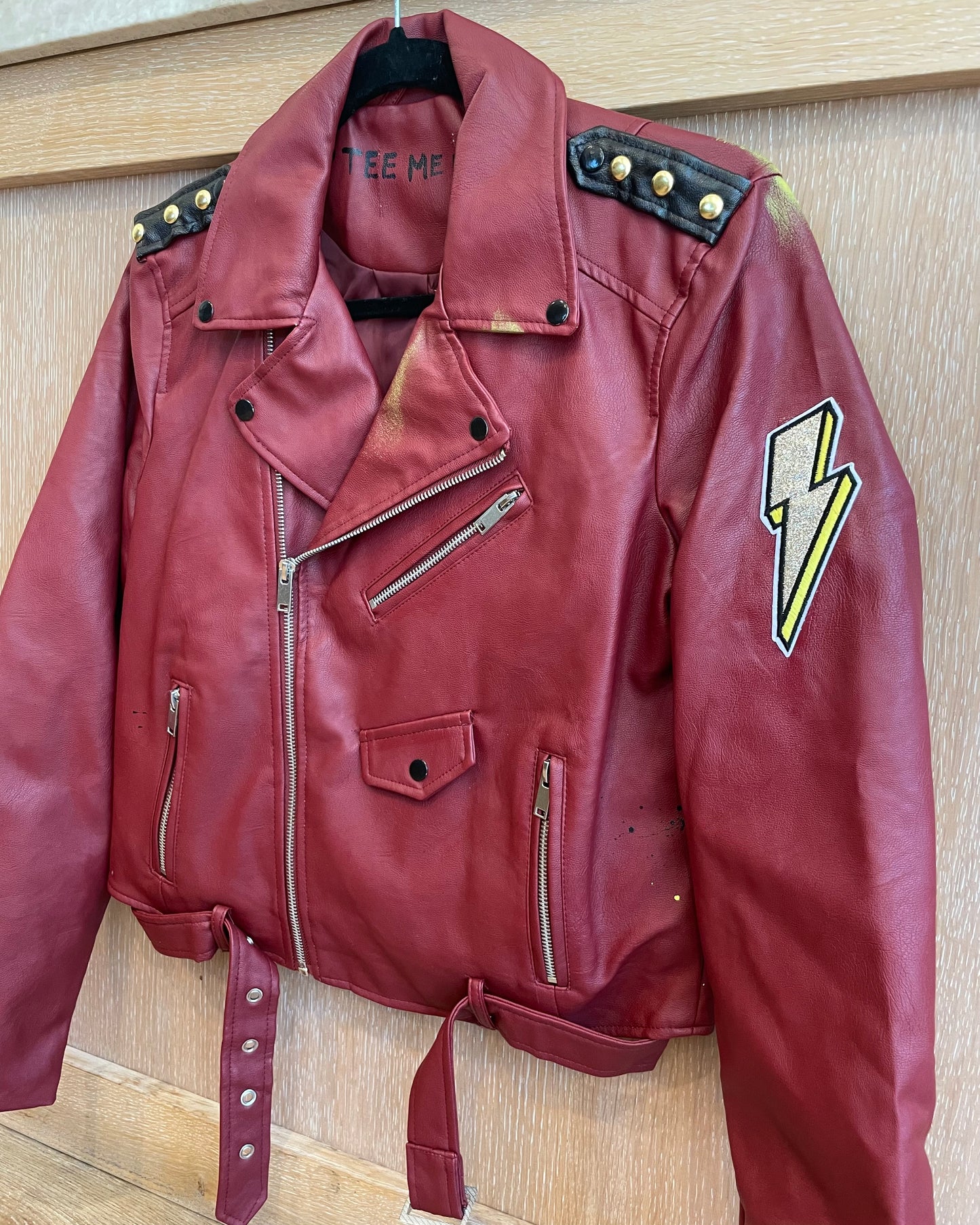 LIGHT ME UP XO - Hand painted moto jacket