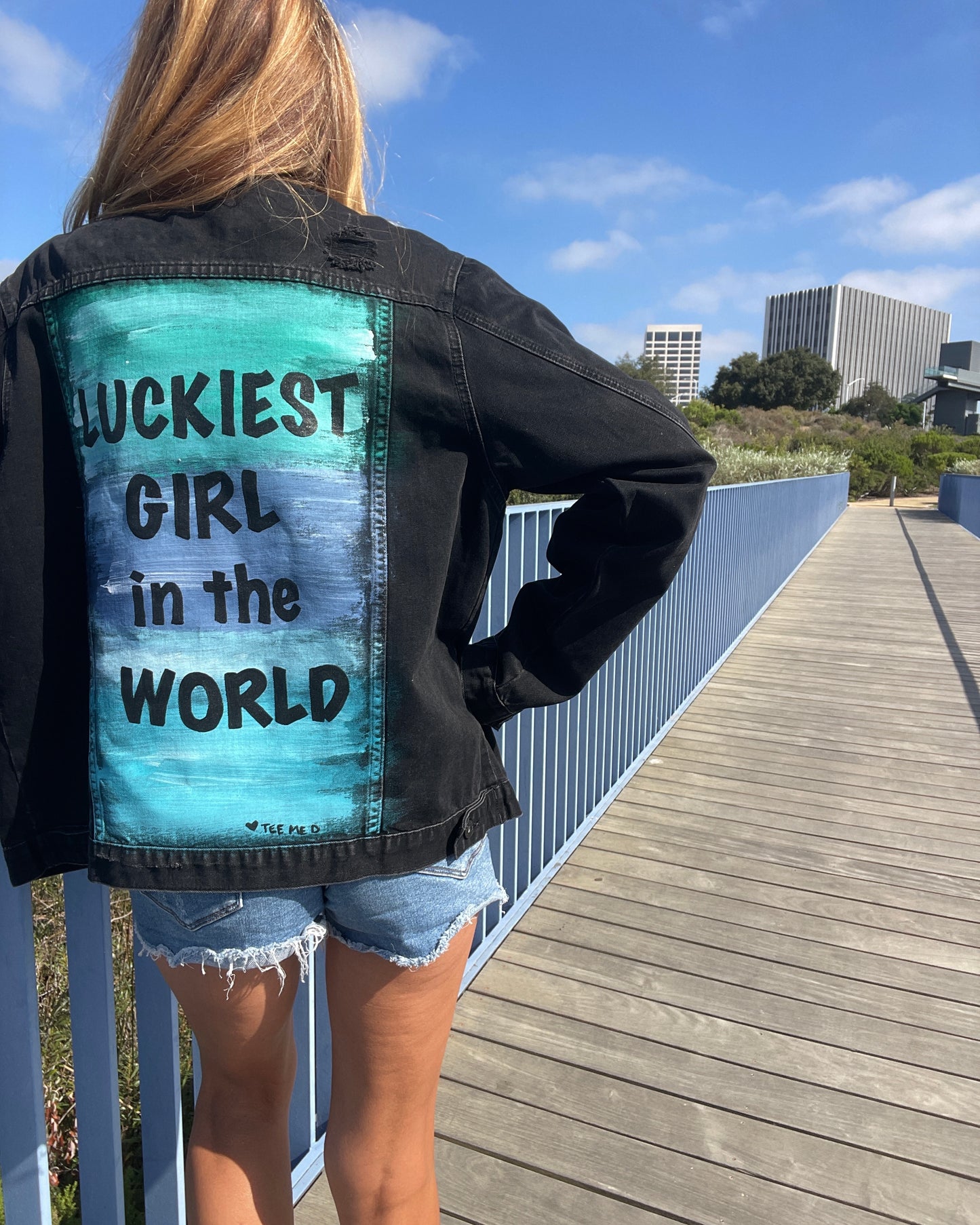 LUCKIEST GIRL ♥ Cheers to me! - Hand painted jacket