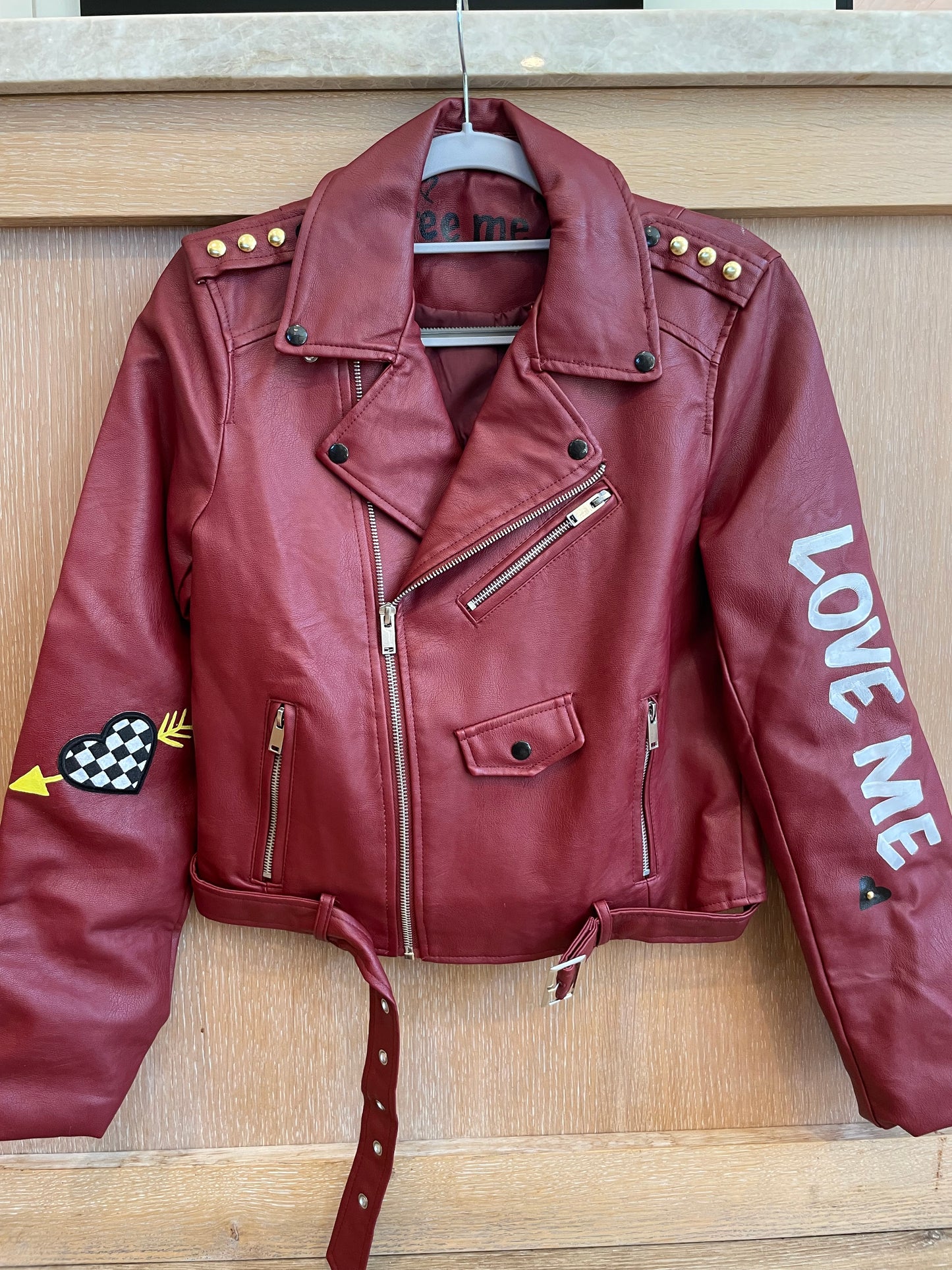 LOVE ME - Hand painted moto jacket