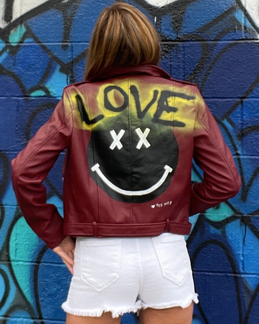 LOVE ME - Hand painted moto jacket